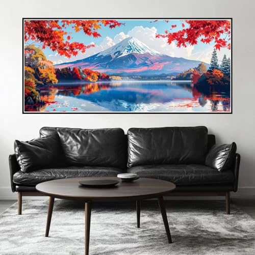 Malen Nach Zahlen Berg Fuji Malen Nach Zahlen Erwachsene Landschaft, 170 X 85 cm XXL Groß Acrylfarben Ölgemälde, DIY Malen Nach Zahlen Kinder Anfänger Set Bastelset für Wand Dekor (Ohne Rahmen) -H543 von Kggyele