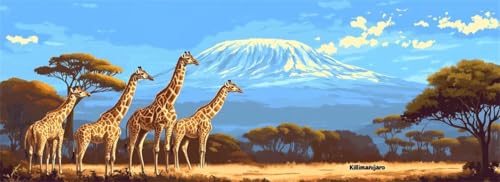 Malen Nach Zahlen Berg Malen Nach Zahlen Erwachsene Giraffe, 25x75 cm XXL Groß Acrylfarben Ölgemälde, DIY Malen Nach Zahlen Kinder Anfänger Paint by Numbers Set für Wand Dekor (Ohne Rahmen) -H902 von Kggyele