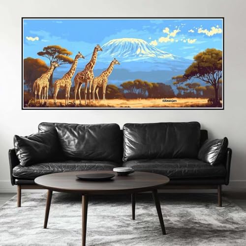 Malen Nach Zahlen Berg Malen Nach Zahlen Erwachsene Giraffe, 50 X 25 cm XXL Groß Acrylfarben Ölgemälde, DIY Malen Nach Zahlen Kinder Anfänger Paint by Numbers Set für Wand Dekor (Ohne Rahmen) -H902 von Kggyele