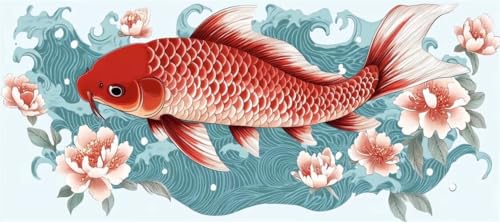 Malen Nach Zahlen Blume Malen Nach Zahlen Erwachsene Fisch, 190 X 95 cm XXL Groß Acrylfarben Ölgemälde, DIY Malen Nach Zahlen Kinder Anfänger Paint by Numbers Set für Wand Dekor (Ohne Rahmen) -H278 von Kggyele