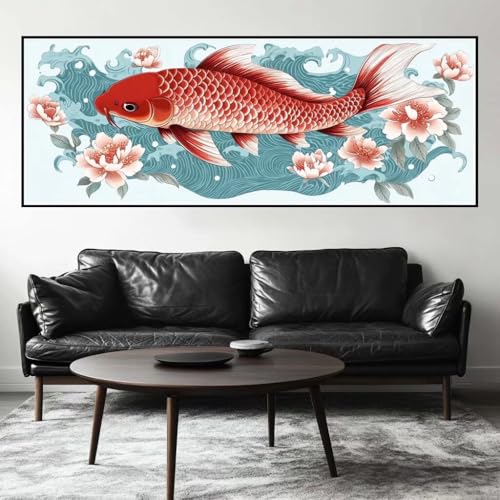 Malen Nach Zahlen Blume Malen Nach Zahlen Erwachsene Fisch, 25x75 cm XXL Groß Acrylfarben Ölgemälde, DIY Malen Nach Zahlen Kinder Anfänger Paint by Numbers Set für Wand Dekor (Ohne Rahmen) -H278 von Kggyele