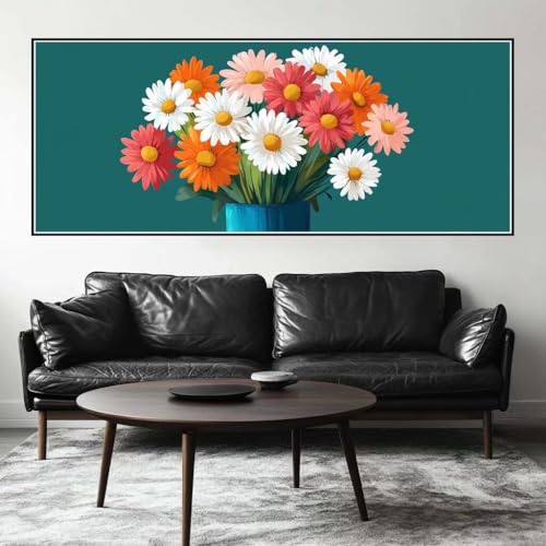 Malen Nach Zahlen Blume Malen Nach Zahlen Erwachsene Gänseblümchen, 100 X 40 cm XXL Groß Acrylfarben Ölgemälde, DIY Malen Nach Zahlen Kinder Anfänger Set Bastelset für Wand Dekor (Ohne Rahmen) -H254 von Kggyele