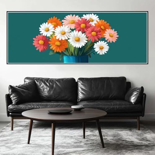 Malen Nach Zahlen Blume Malen Nach Zahlen Erwachsene Gänseblümchen, 25x75 cm XXL Groß Acrylfarben Ölgemälde, DIY Malen Nach Zahlen Kinder Anfänger Set Bastelset für Wand Dekor (Ohne Rahmen) -H254 von Kggyele