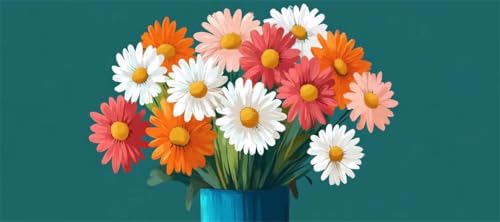 Malen Nach Zahlen Blume Malen Nach Zahlen Erwachsene Gänseblümchen, 70 X 35 cm XXL Groß Acrylfarben Ölgemälde, DIY Malen Nach Zahlen Kinder Anfänger Set Bastelset für Wand Dekor (Ohne Rahmen) -H254 von Kggyele