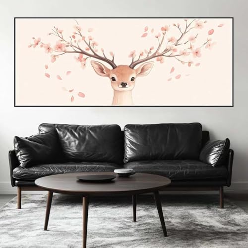 Malen Nach Zahlen Blume Malen Nach Zahlen Erwachsene Hirsch, 200 X 80 cm XXL Groß Acrylfarben Ölgemälde, DIY Malen Nach Zahlen Kinder Anfänger Paint by Numbers Set für Wand Dekor (Ohne Rahmen) -H782 von Kggyele