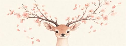 Malen Nach Zahlen Blume Malen Nach Zahlen Erwachsene Hirsch, 25x75 cm XXL Groß Acrylfarben Ölgemälde, DIY Malen Nach Zahlen Kinder Anfänger Paint by Numbers Set für Wand Dekor (Ohne Rahmen) -H782 von Kggyele