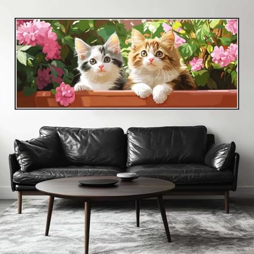 Malen Nach Zahlen Blume Malen Nach Zahlen Erwachsene Katze, 200 X 80 cm XXL Groß Acrylfarben Ölgemälde, DIY Malen Nach Zahlen Kinder Anfänger Paint by Numbers Set für Wand Dekor (Ohne Rahmen) -H921 von Kggyele
