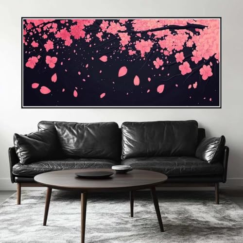 Malen Nach Zahlen Blume Malen Nach Zahlen Erwachsene Kirschblüte, 170 X 85 cm XXL Groß Acrylfarben Ölgemälde, DIY Malen Nach Zahlen Kinder Anfänger Set Bastelset für Wand Dekor (Ohne Rahmen) -H474 von Kggyele