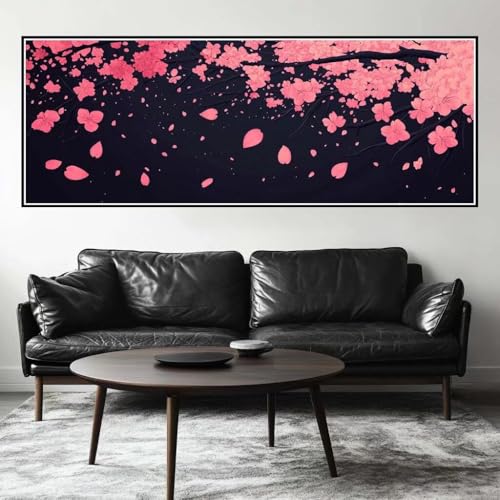 Malen Nach Zahlen Blume Malen Nach Zahlen Erwachsene Kirschblüte, 35x105 cm XXL Groß Acrylfarben Ölgemälde, DIY Malen Nach Zahlen Kinder Anfänger Set Bastelset für Wand Dekor (Ohne Rahmen) -H474 von Kggyele