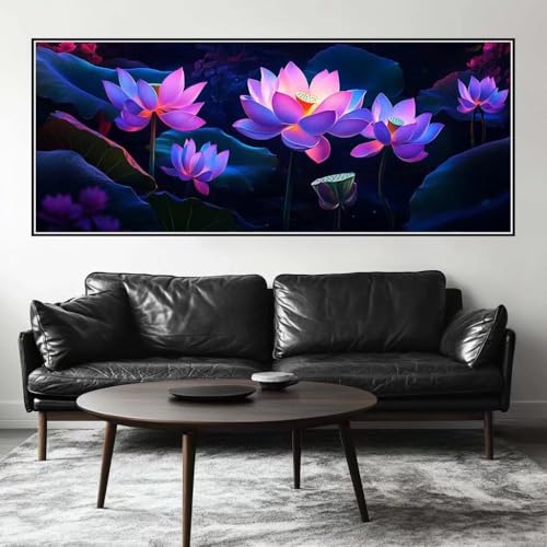 Malen Nach Zahlen Blume Malen Nach Zahlen Erwachsene Lotus, 200 X 80 cm XXL Groß Acrylfarben Ölgemälde, DIY Malen Nach Zahlen Kinder Anfänger Paint by Numbers Set für Wand Dekor (Ohne Rahmen) -H834 von Kggyele