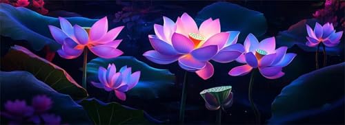 Malen Nach Zahlen Blume Malen Nach Zahlen Erwachsene Lotus, 75x225 cm XXL Groß Acrylfarben Ölgemälde, DIY Malen Nach Zahlen Kinder Anfänger Paint by Numbers Set für Wand Dekor (Ohne Rahmen) -H834 von Kggyele