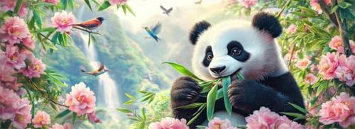 Malen Nach Zahlen Blume Malen Nach Zahlen Erwachsene Panda, 25x75 cm XXL Groß Acrylfarben Ölgemälde, DIY Malen Nach Zahlen Kinder Anfänger Paint by Numbers Set für Wand Dekor (Ohne Rahmen) -H959 von Kggyele