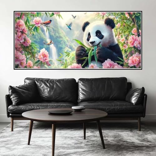 Malen Nach Zahlen Blume Malen Nach Zahlen Erwachsene Panda, 90 X 45 cm XXL Groß Acrylfarben Ölgemälde, DIY Malen Nach Zahlen Kinder Anfänger Paint by Numbers Set für Wand Dekor (Ohne Rahmen) -H959 von Kggyele