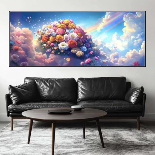 Malen Nach Zahlen Blume Malen Nach Zahlen Erwachsene Regenbogen, 200 X 80 cm XXL Groß Acrylfarben Ölgemälde, DIY Malen Nach Zahlen Kinder Anfänger Set Bastelset für Wand Dekor (Ohne Rahmen) -H770 von Kggyele