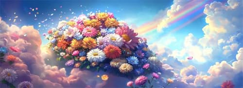 Malen Nach Zahlen Blume Malen Nach Zahlen Erwachsene Regenbogen, 35x105 cm XXL Groß Acrylfarben Ölgemälde, DIY Malen Nach Zahlen Kinder Anfänger Paint by Numbers Set für Wand Dekor(Ohne Rahmen)-H770 von Kggyele