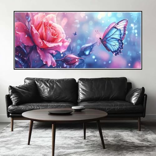 Malen Nach Zahlen Blume Malen Nach Zahlen Erwachsene Schmetterling, 170 X 85 cm XXL Groß Acrylfarben Ölgemälde, DIY Malen Nach Zahlen Kinder Anfänger Set Bastelset für Wand Dekor (Ohne Rahmen) -H763 von Kggyele