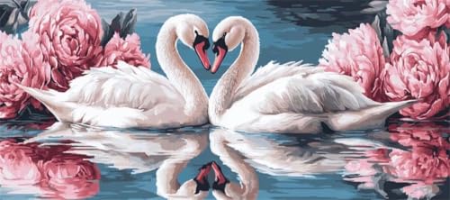 Malen Nach Zahlen Blume Malen Nach Zahlen Erwachsene Schwan, 170 X 85 cm XXL Groß Acrylfarben Ölgemälde, DIY Malen Nach Zahlen Kinder Anfänger Paint by Numbers Set für Wand Dekor (Ohne Rahmen) -H438 von Kggyele