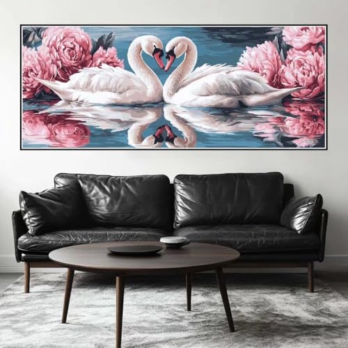 Malen Nach Zahlen Blume Malen Nach Zahlen Erwachsene Schwan, 175 X 70 cm XXL Groß Acrylfarben Ölgemälde, DIY Malen Nach Zahlen Kinder Anfänger Paint by Numbers Set für Wand Dekor (Ohne Rahmen) -H438 von Kggyele