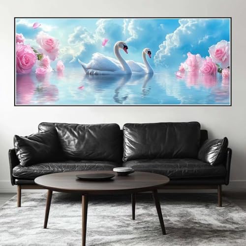 Malen Nach Zahlen Blume Malen Nach Zahlen Erwachsene Schwan, 200 X 80 cm XXL Groß Acrylfarben Ölgemälde, DIY Malen Nach Zahlen Kinder Anfänger Paint by Numbers Set für Wand Dekor (Ohne Rahmen) -H922 von Kggyele