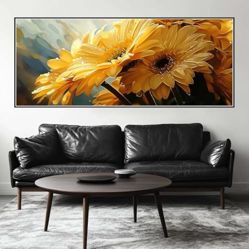 Malen Nach Zahlen Blume Malen Nach Zahlen Erwachsene Sonnenblume, 250 X 100 cm XXL Groß Acrylfarben Ölgemälde, DIY Malen Nach Zahlen Kinder Anfänger Set Bastelset für Wand Dekor (Ohne Rahmen) -H711 von Kggyele