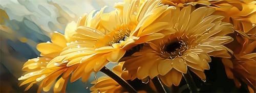 Malen Nach Zahlen Blume Malen Nach Zahlen Erwachsene Sonnenblume, 35x105 cm XXL Groß Acrylfarben Ölgemälde, DIY Malen Nach Zahlen Kinder Anfänger Set Bastelset für Wand Dekor (Ohne Rahmen) -H711 von Kggyele