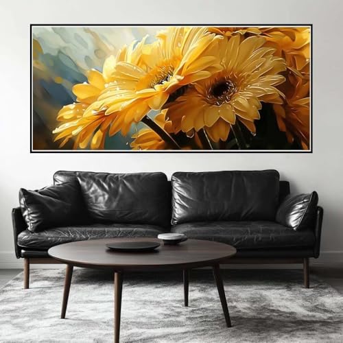 Malen Nach Zahlen Blume Malen Nach Zahlen Erwachsene Sonnenblume, 70 X 35 cm XXL Groß Acrylfarben Ölgemälde, DIY Malen Nach Zahlen Kinder Anfänger Set Bastelset für Wand Dekor (Ohne Rahmen) -H711 von Kggyele