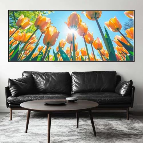 Malen Nach Zahlen Blume Malen Nach Zahlen Erwachsene Tulpe, 200 X 80 cm XXL Groß Acrylfarben Ölgemälde, DIY Malen Nach Zahlen Kinder Anfänger Paint by Numbers Set für Wand Dekor (Ohne Rahmen) -H341 von Kggyele