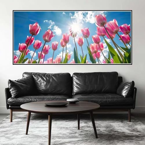 Malen Nach Zahlen Blume Malen Nach Zahlen Erwachsene Tulpe, 70 X 35 cm XXL Groß Acrylfarben Ölgemälde, DIY Malen Nach Zahlen Kinder Anfänger Paint by Numbers Set für Wand Dekor (Ohne Rahmen) -H556 von Kggyele