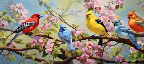 Malen Nach Zahlen Blume Malen Nach Zahlen Erwachsene Vögel, 150 X 75 cm XXL Groß Acrylfarben Ölgemälde, DIY Malen Nach Zahlen Kinder Anfänger Paint by Numbers Adult Set für Wand Dekor (Ohne Rahmen)-H1 von Kggyele