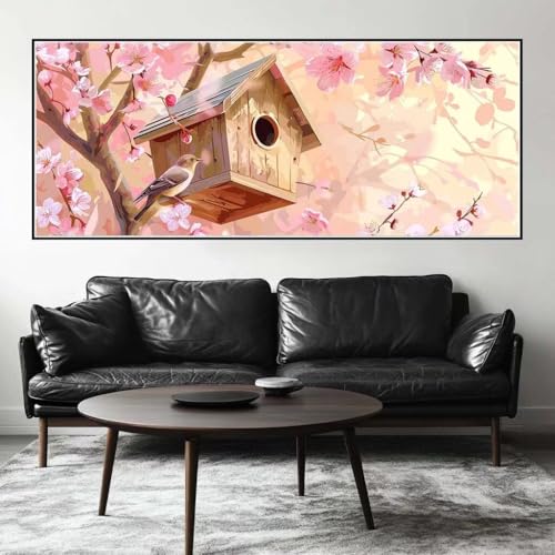 Malen Nach Zahlen Blume Malen Nach Zahlen Erwachsene Vogelhaus, 75 X 30 cm XXL Groß Acrylfarben Ölgemälde, DIY Malen Nach Zahlen Kinder Anfänger Paint by Numbers Set für Wand Dekor (Ohne Rahmen) -H467 von Kggyele