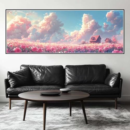 Malen Nach Zahlen Blumenfeld Malen Nach Zahlen Erwachsene Baum, 25x75 cm XXL Groß Acrylfarben Ölgemälde, DIY Malen Nach Zahlen Kinder Anfänger Paint by Numbers Set für Wand Dekor (Ohne Rahmen) -H475 von Kggyele