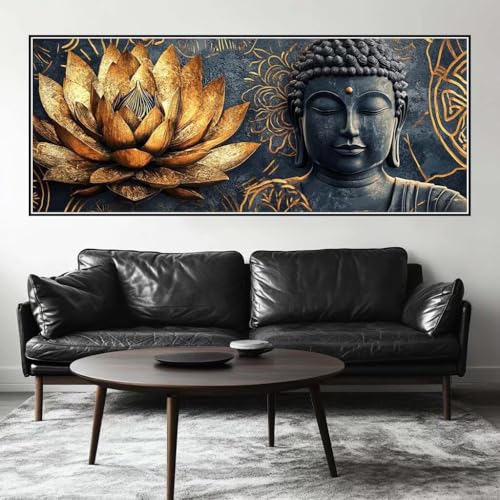 Malen Nach Zahlen Buddha Malen Nach Zahlen Erwachsene Lotus, 225 X 90 cm XXL Groß Acrylfarben Ölgemälde, DIY Malen Nach Zahlen Kinder Anfänger Paint by Numbers Set für Wand Dekor (Ohne Rahmen) -H284 von Kggyele