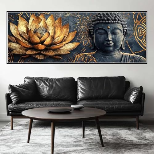Malen Nach Zahlen Buddha Malen Nach Zahlen Erwachsene Lotus, 85x255 cm XXL Groß Acrylfarben Ölgemälde, DIY Malen Nach Zahlen Kinder Anfänger Paint by Numbers Set für Wand Dekor (Ohne Rahmen) -H284 von Kggyele