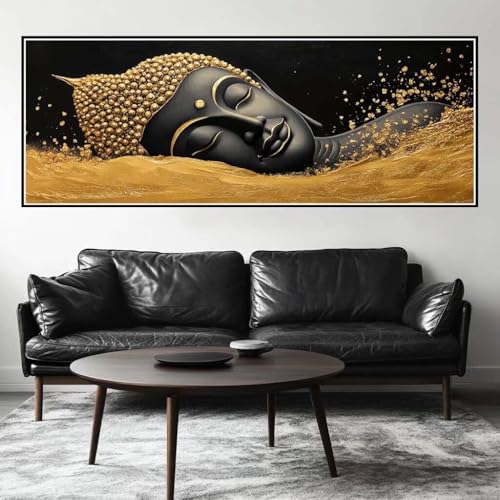 Malen Nach Zahlen Buddha Malen Nach Zahlen Erwachsene Zen, 85x255 cm XXL Groß Acrylfarben Ölgemälde, DIY Malen Nach Zahlen Kinder Anfänger Paint by Numbers Set für Wand Dekor (Ohne Rahmen) -H460 von Kggyele