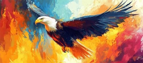 Malen Nach Zahlen Bunt Malen Nach Zahlen Erwachsene Adler, 190 X 95 cm XXL Groß Acrylfarben Ölgemälde, DIY Malen Nach Zahlen Kinder Anfänger Paint by Numbers Set für Wand Dekor (Ohne Rahmen) -H448 von Kggyele