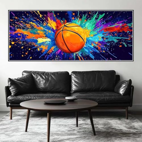 Malen Nach Zahlen Bunt Malen Nach Zahlen Erwachsene Basketball, 200 X 80 cm XXL Groß Acrylfarben Ölgemälde, DIY Malen Nach Zahlen Kinder Anfänger Paint by Numbers Set für Wand Dekor (Ohne Rahmen)-H851 von Kggyele