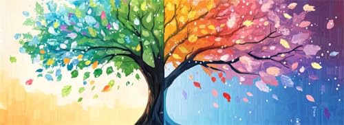 Malen Nach Zahlen Bunt Malen Nach Zahlen Erwachsene Baum des Lebens, 75x225 cm XXL Groß Acrylfarben Ölgemälde, DIY Malen Nach Zahlen Kinder Anfänger Set Bastelset für Wand Dekor (Ohne Rahmen) -H764 von Kggyele