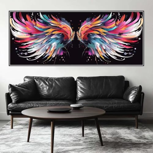 Malen Nach Zahlen Bunt Malen Nach Zahlen Erwachsene Flügel, 75 X 30 cm XXL Groß Acrylfarben Ölgemälde, DIY Malen Nach Zahlen Kinder Anfänger Paint by Numbers Set für Wand Dekor (Ohne Rahmen) -H450 von Kggyele