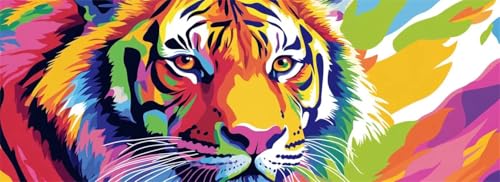 Malen Nach Zahlen Bunt Malen Nach Zahlen Erwachsene Tiger, 75x225 cm XXL Groß Acrylfarben Ölgemälde, DIY Malen Nach Zahlen Kinder Anfänger Paint by Numbers Set für Wand Dekor (Ohne Rahmen) -H667 von Kggyele