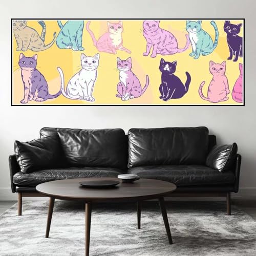 Malen Nach Zahlen Cartoon Malen Nach Zahlen Erwachsene Katze, 15x45 cm XXL Groß Acrylfarben Ölgemälde, DIY Malen Nach Zahlen Kinder Anfänger Paint by Numbers Set für Wand Dekor (Ohne Rahmen) -H332 von Kggyele