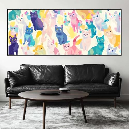 Malen Nach Zahlen Cartoon Malen Nach Zahlen Erwachsene Katze, 225 X 90 cm XXL Groß Acrylfarben Ölgemälde, DIY Malen Nach Zahlen Kinder Anfänger Paint by Numbers Set für Wand Dekor (Ohne Rahmen) -H283 von Kggyele