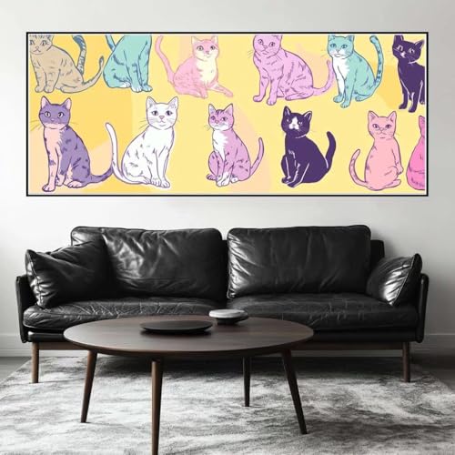 Malen Nach Zahlen Cartoon Malen Nach Zahlen Erwachsene Katze, 250 X 100 cm XXL Groß Acrylfarben Ölgemälde, DIY Malen Nach Zahlen Kinder Anfänger Paint by Numbers Set für Wand Dekor (Ohne Rahmen) -H332 von Kggyele
