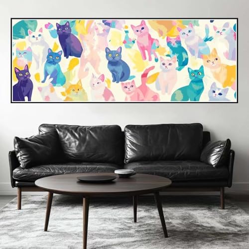 Malen Nach Zahlen Cartoon Malen Nach Zahlen Erwachsene Katze, 85x255 cm XXL Groß Acrylfarben Ölgemälde, DIY Malen Nach Zahlen Kinder Anfänger Paint by Numbers Set für Wand Dekor (Ohne Rahmen) -H283 von Kggyele