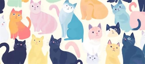 Malen Nach Zahlen Cartoon Malen Nach Zahlen Erwachsene Katze, 90 X 45 cm XXL Groß Acrylfarben Ölgemälde, DIY Malen Nach Zahlen Kinder Anfänger Paint by Numbers Set für Wand Dekor (Ohne Rahmen) -H422 von Kggyele