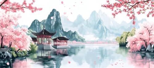 Malen Nach Zahlen China Malen Nach Zahlen Erwachsene Kirschblüte, 70 X 35 cm XXL Groß Acrylfarben Ölgemälde, DIY Malen Nach Zahlen Kinder Anfänger Set Bastelset für Wand Dekor (Ohne Rahmen) -H224 von Kggyele
