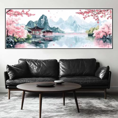 Malen Nach Zahlen China Malen Nach Zahlen Erwachsene Kirschblüte, 85x255 cm XXL Groß Acrylfarben Ölgemälde, DIY Malen Nach Zahlen Kinder Anfänger Set Bastelset für Wand Dekor (Ohne Rahmen) -H224 von Kggyele