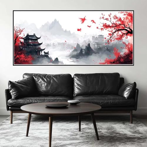 Malen Nach Zahlen China Malen Nach Zahlen Erwachsene Landschaft, 190 X 95 cm XXL Groß Acrylfarben Ölgemälde, DIY Malen Nach Zahlen Kinder Anfänger Set Bastelset für Wand Dekor (Ohne Rahmen) -H536 von Kggyele