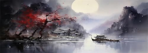 Malen Nach Zahlen China Malen Nach Zahlen Erwachsene Landschaft, 35x105 cm XXL Groß Acrylfarben Ölgemälde, DIY Malen Nach Zahlen Kinder Anfänger Paint by Numbers Set für Wand Dekor(Ohne Rahmen)-H997 von Kggyele