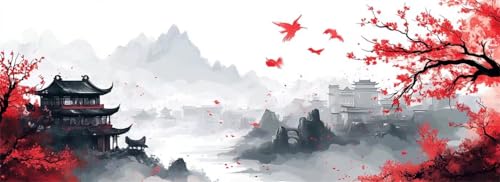 Malen Nach Zahlen China Malen Nach Zahlen Erwachsene Landschaft, 45x135 cm XXL Groß Acrylfarben Ölgemälde, DIY Malen Nach Zahlen Kinder Anfänger Set Bastelset für Wand Dekor (Ohne Rahmen) -H536 von Kggyele