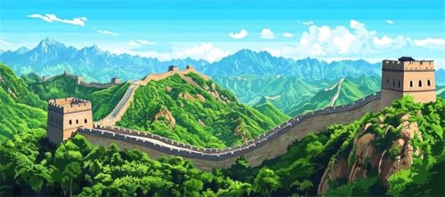 Malen Nach Zahlen China Malen Nach Zahlen Erwachsene Landschaft, 90 X 45 cm XXL Groß Acrylfarben Ölgemälde, DIY Malen Nach Zahlen Kinder Anfänger Paint by Numbers Set für Wand Dekor(Ohne Rahmen)-H208 von Kggyele